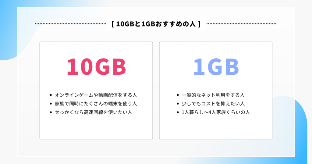 1ギガ10ギガおすすめの人