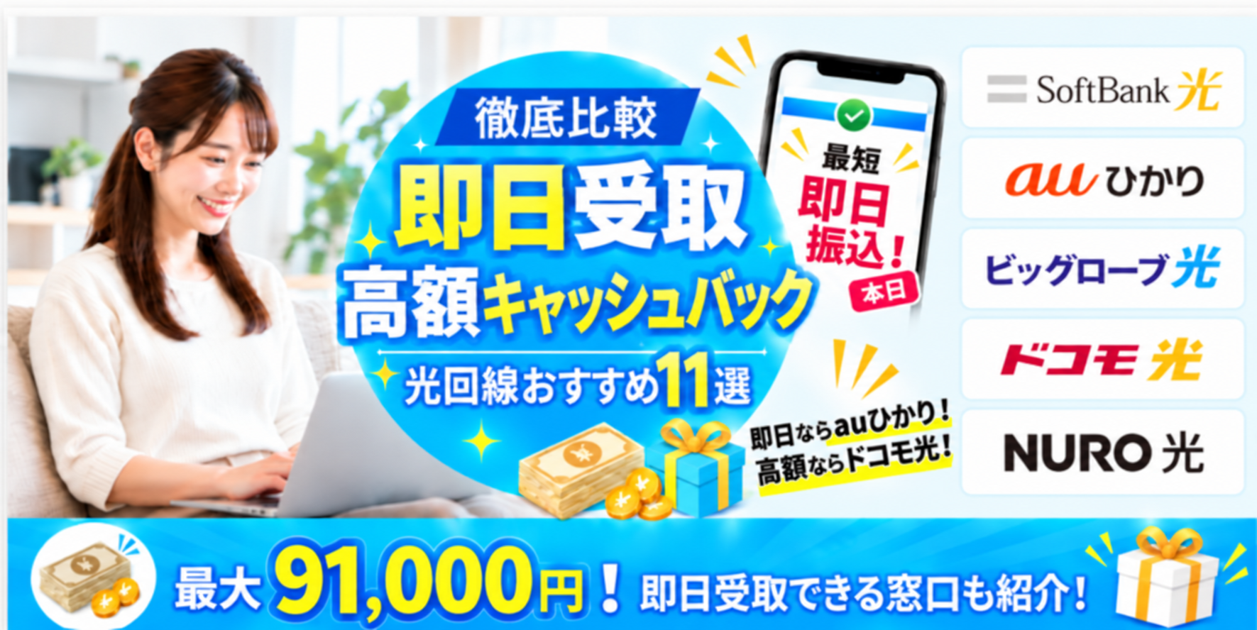 光回線キャッシュバックアイキャッチ画像91,000円261008