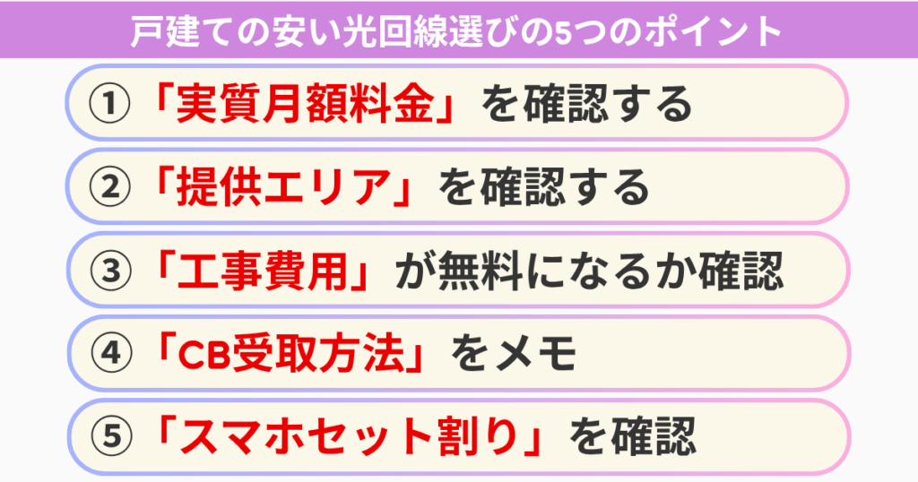 戸建ての安い光回線選びの5つのポイント