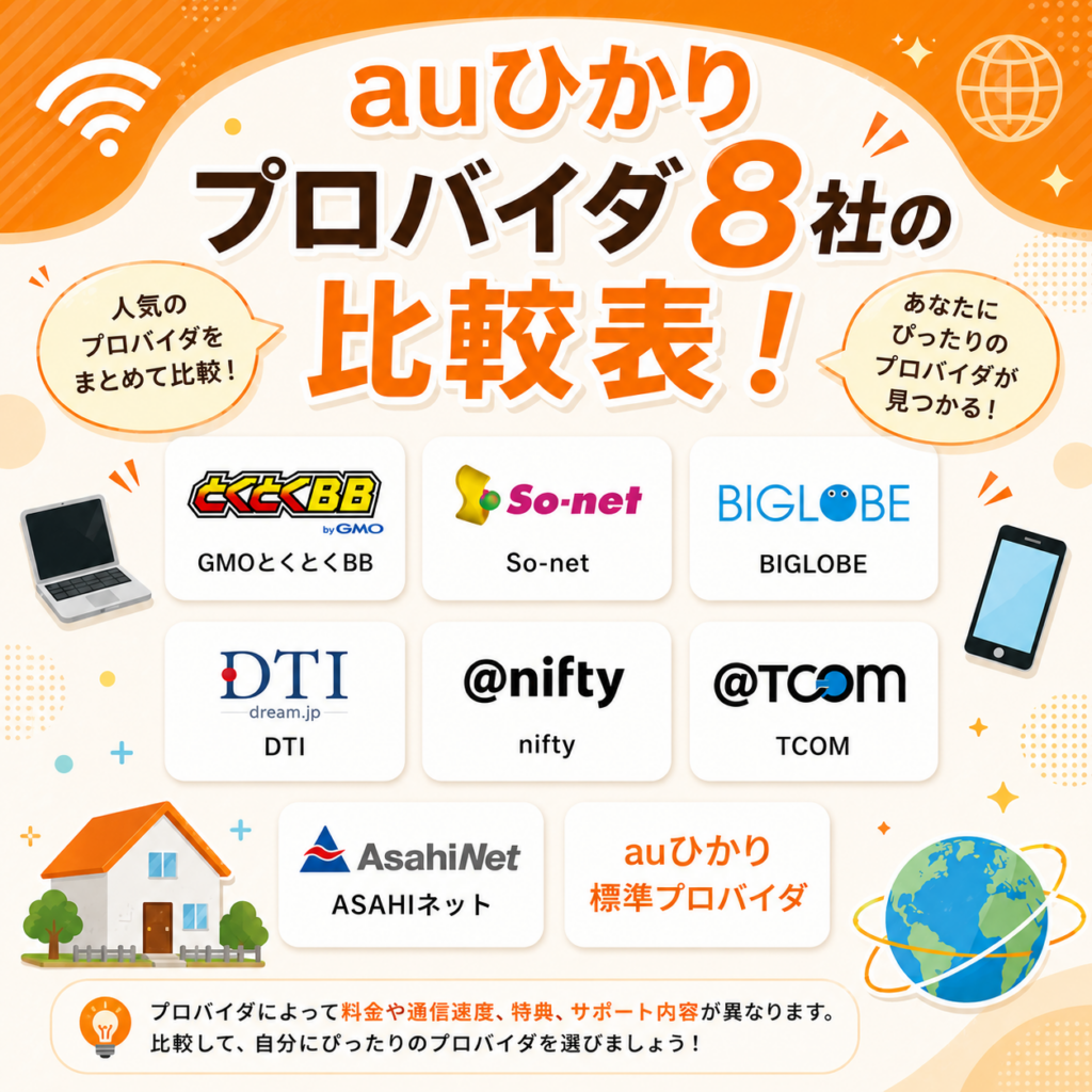 auひかりプロバイダおすすめ比較表図解