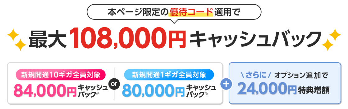 ドコモ光（GMOとくとくBB）ドコモでき同時申込で最大100,000円キャッシュバック優待コード260713