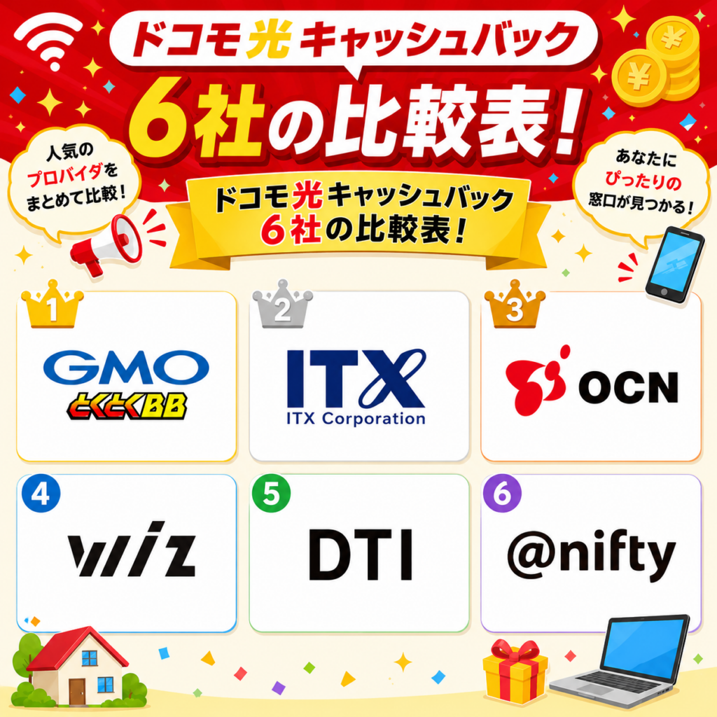 ドコモ光キャッシュバック比較表図解260827