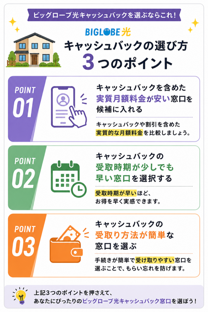 ビッグローブ光キャッシュバック　選び方
