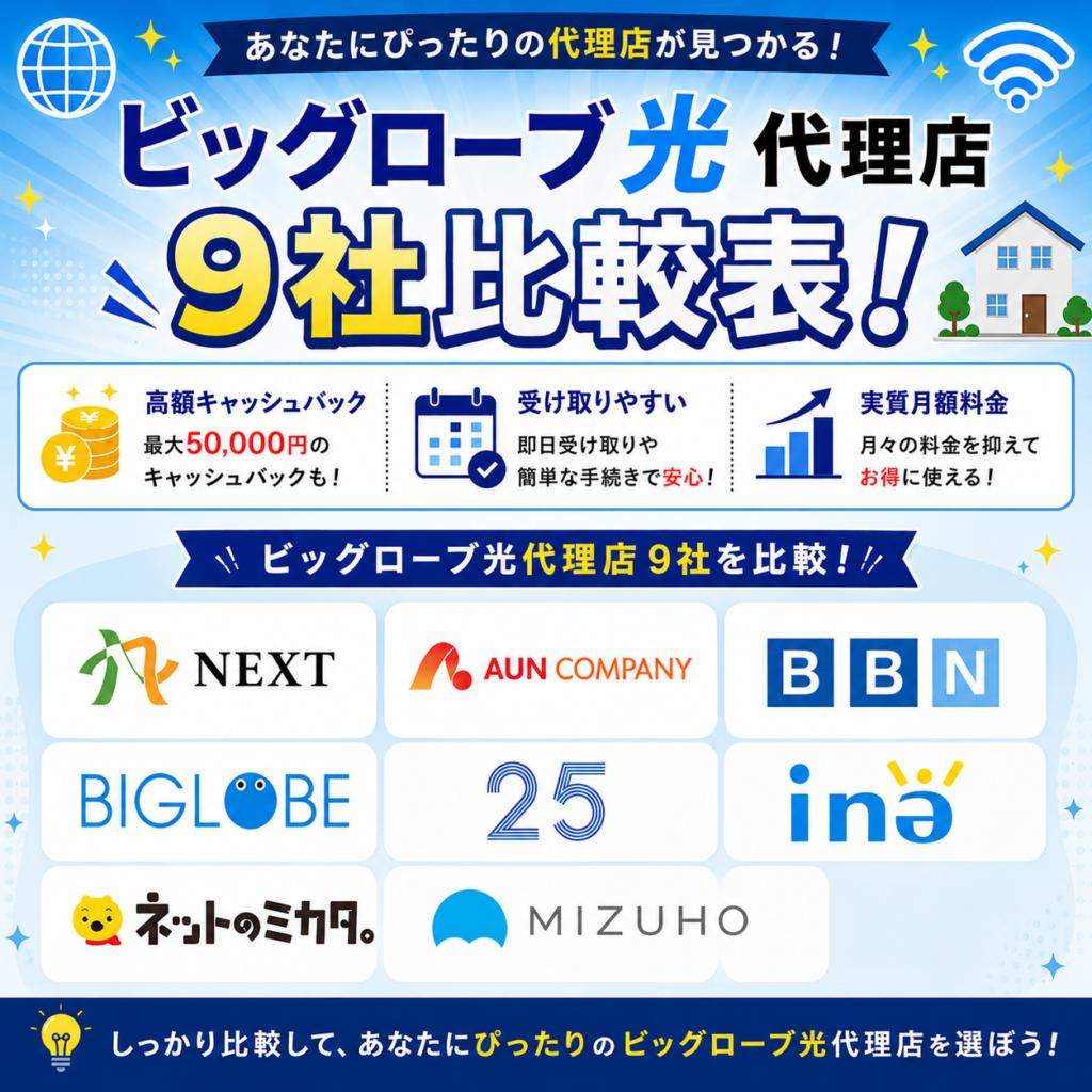 ビッグローブ光代理店比較表図解