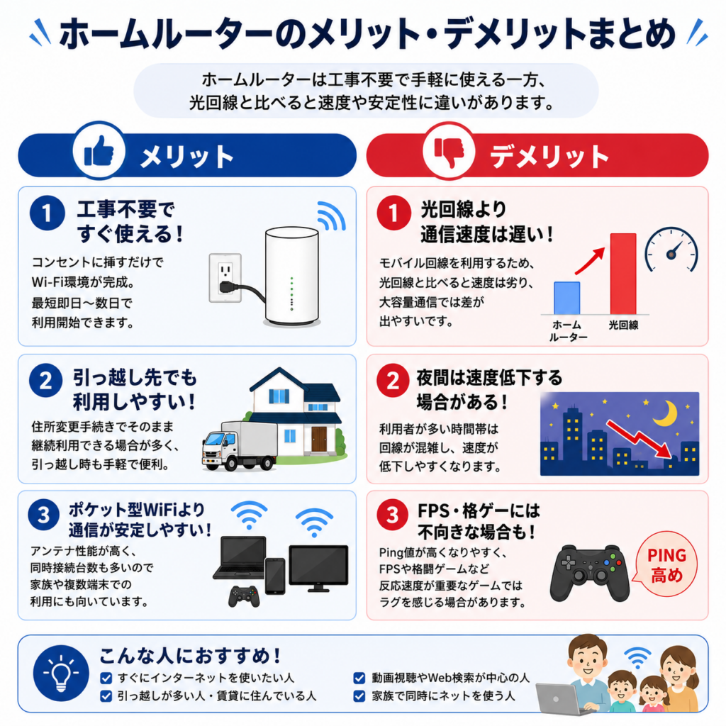 ホームルーターおすすめメリットデメリット図解