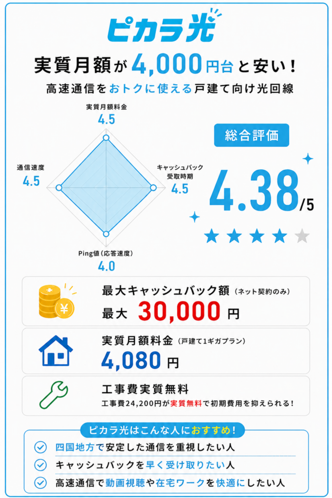 レーダーチャートピカラ光　光回線戸建て