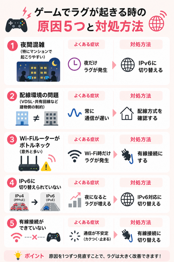 光回線ゲームのラグが起こる原因図解