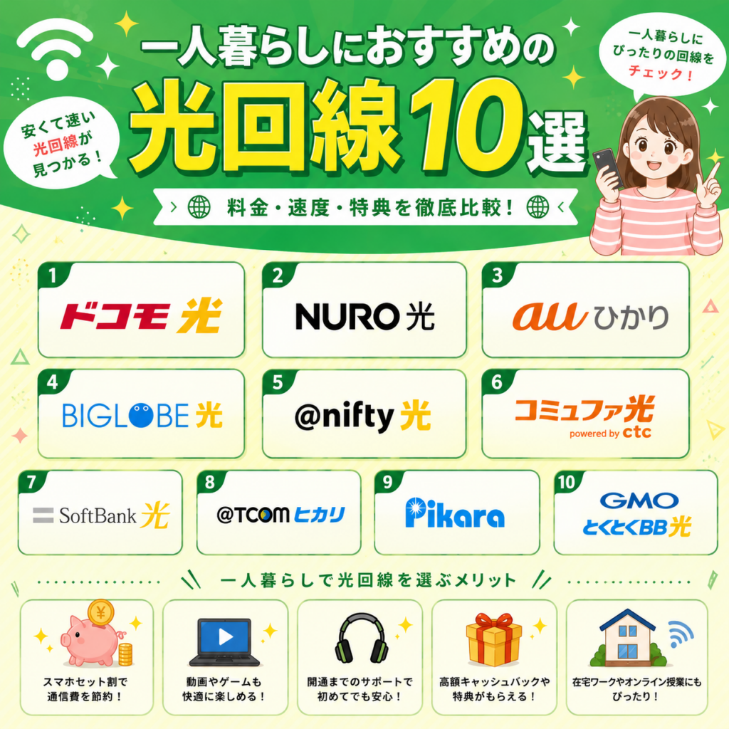光回線一人暮らし比較表図解