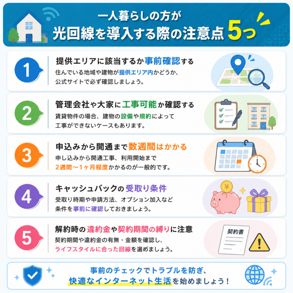 光回線一人暮らし注意点図解