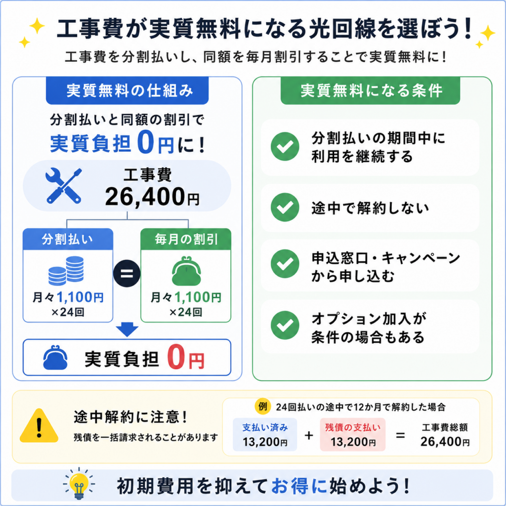 光回線戸建て安い　選び方　工事費無料図解