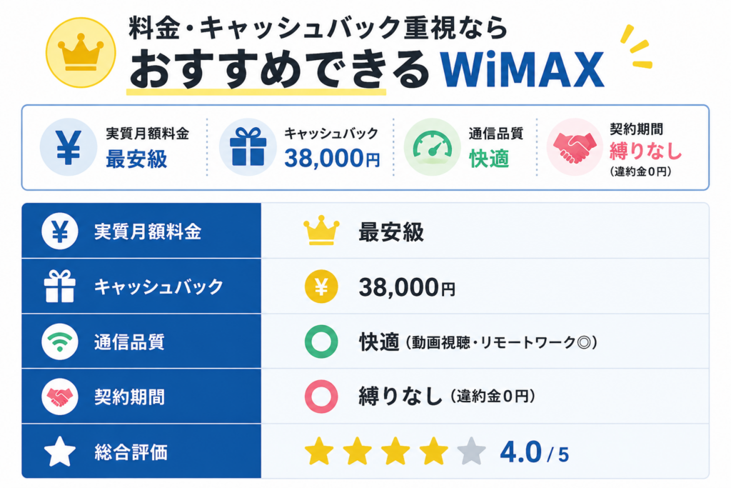 GMOとくとくBB WiMAXおすすめできるWiMAX図解