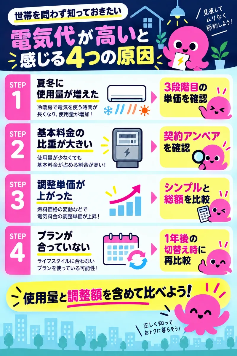 オクトパスエナジーの料金が高いと感じる4つの原因と対処法