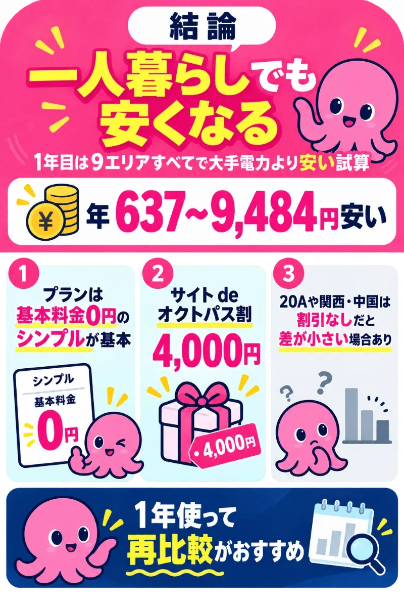 一人暮らしでオクトパスエナジーを使う場合の結論