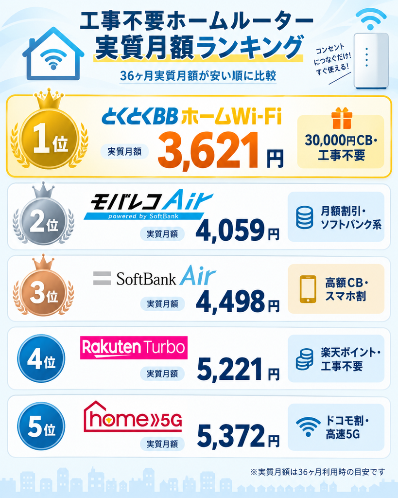 wifi安いホームルーターランキング図解260911