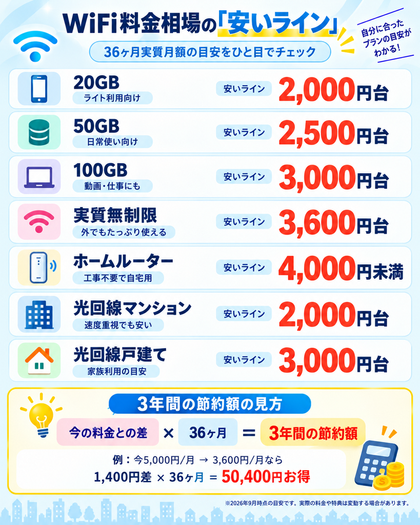 wifi安い料金相場図解